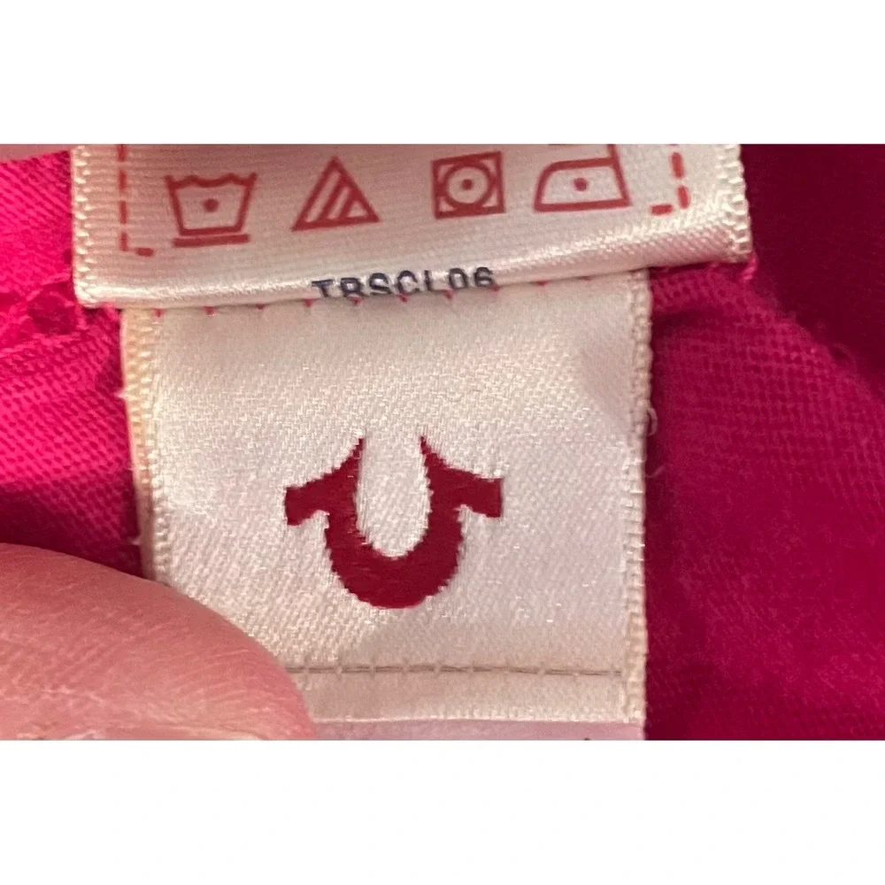True Religion Mens Pink World Tour Buddha Logo T-Shirt Large Made in USA Cotton